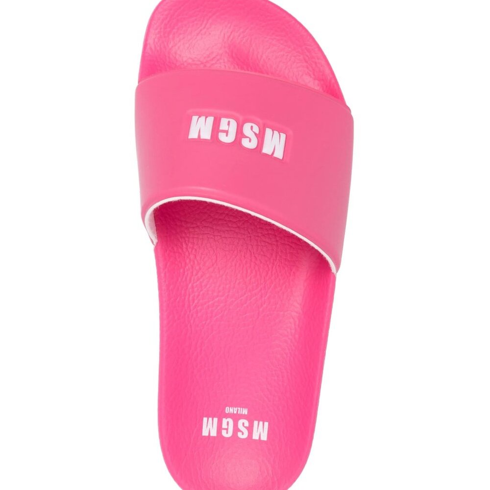 MSGM Hot Pink Embossed-logo slides Size 39, Italy
